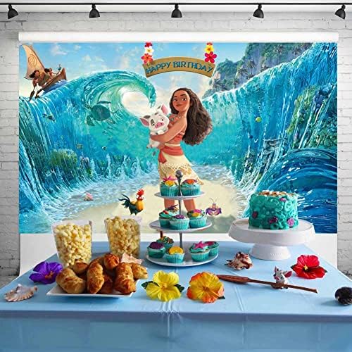 Moana честит Рожден Ден на Фона на Синия Океан със Солена Вълна на Фона на Тропически Летен Плаж Украса За Парти на Принцесата Moana Аксесоари За Парти в Чест на рождения