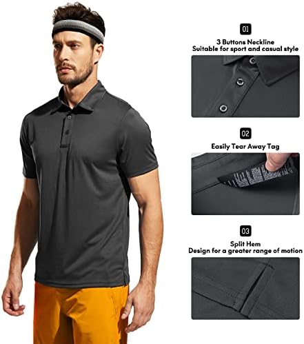 Мъжки ризи поло Haimont - Тениски за голф с къс ръкав и яка на Сухо, Намаляване, Бизнес Ежедневни Работни Поло, Абсорбиращи Влагата
