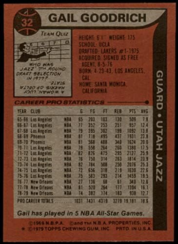 1979 Topps # 32 Гейл Goodrich Юта Джаз (Баскетболно карта) VG /БИВШ Джаз-лос анджелис