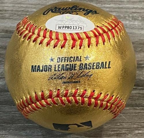 Алберт Пухольс Подписа 24 КТ Златни бейзболни топки на Сейнт Луис Кардиналс С Автограф от JSA - Бейзболни топки с автографи