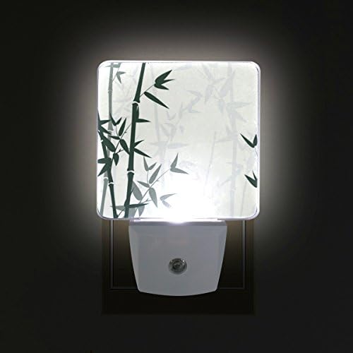 Naanle Комплект от 2 Бамбукови гори Природата като Зелено Дърво с Листа Азия Тропически Гори на Китайското Растение Автоматичен Сензор LED от Здрач до Зори нощна светли