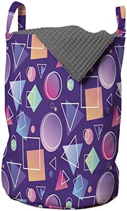 Foldout Геометричен Чанта за дрехи, Различни форми и цветове на Purple фон, Кръгове, Триъгълни Квадрати, Кошница