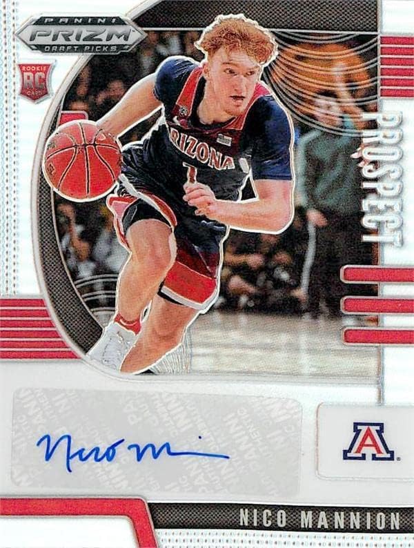 Баскетболно картичка с автограф на Нико Мэнниона (Аризона Уайлдкэтс) 2020 Нов Панини Prizm Рефрактор PANM -