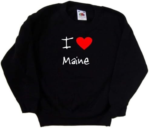 Черна детска Hoody I Love Heart Maine