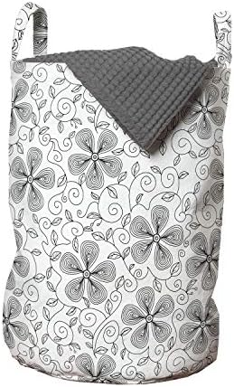 Чанта за дрехи Ambesonne с цветен модел, Каракулевые Листенца на Цветя, Усукани Клони, Листа, Пъпки Градински