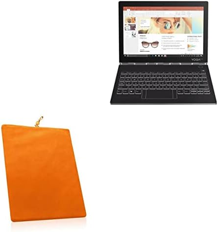 Калъф BoxWave, който е съвместим с Lenovo Yoga Book C930 (Case by BoxWave) - Кадифена торбичка, Мек калъф от велюровой плат с завязками за Lenovo Yoga Book C930 - Ярко-оранжев