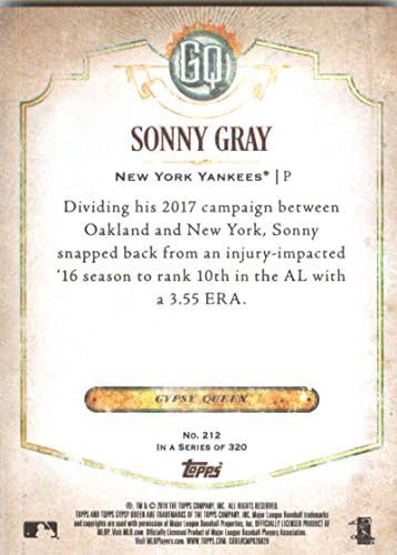 2018 Бейзболна картичка Topps Gypsy Queen #212 Сони Грей Ню Йорк Янкис - GOTBASEBALLCARDS