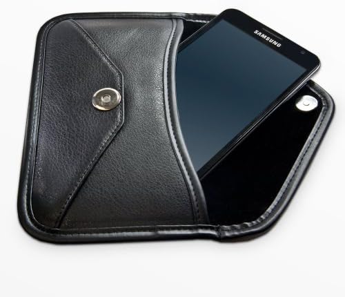 Калъф BoxWave, който е съвместим с Samsung Galaxy S9 + Exynos (Case by BoxWave) - Луксозни Кожена чанта-месинджър, дизайн своята практика-плик от изкуствена кожа за Samsung Galaxy S9 + Exynos - Черно jet
