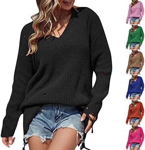 Блузи за жени, Дамски Ежедневни мода 2022, Вязаный обикновен пуловер с дълги ръкави, топ