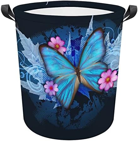 Синята Пеперуда Флора Голяма Кошница За Дрехи, Сгъваема Кошница За Дрехи Здрава Кошница За Съхранение На Организаторът