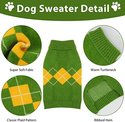 ALAGIRLS/ Зимата е Мека Дишаща Пуловер за малки Кучета, Дрехи за котки, Дебела Поло, Палто за малки Кученца за Малки Кучета, Момчета и Момичета, Класическа Зелена Облекло