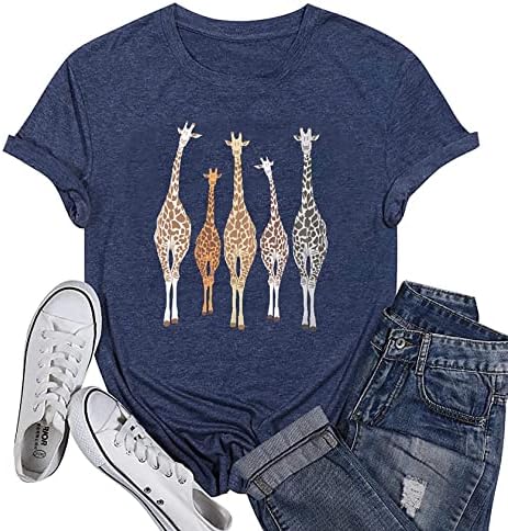 Дамска Лятна Тениска С Изображение на Жираф, Забавни Тениски С образа на Животни, Ежедневни Летни Тениски С