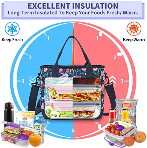 Чанта за обяд за жени,VONXURY Термоизолированный Обяд-Бокс за възрастни, Голяма Чанта-хладилник с Голям капацитет