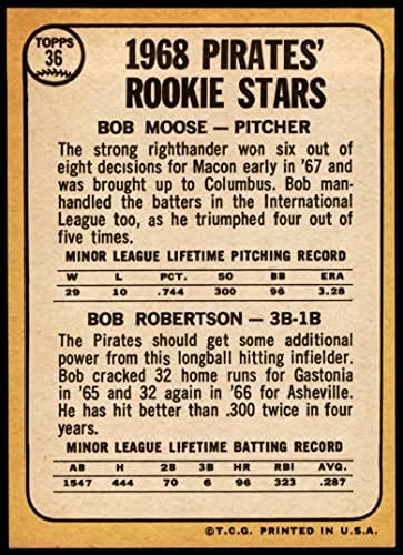 1968 Topps # 36 Начинаещи пирати Боб Робъртсън/Bob Moose Питсбърг Пайрэтс (Бейзболна картичка) (Обратна страна на златист цвят) NM Пирати