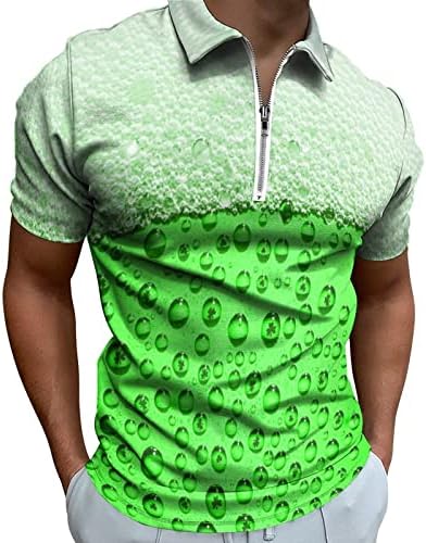 Забавни Риза за голф, за Мъже, Риза за Голф в Деня на Св. Патрик, Хавайски Зелени Летни Плажни Ежедневни Тениски, Поло Риза за Голф