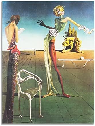 123 Живот на Салвадор Дали Плакат на Жена с Букет от Рози е Дал Платно на Стенно Изкуство Сюрреализъм Живопис