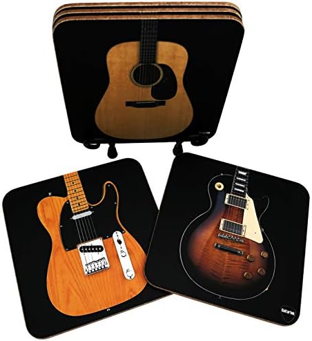 Guitar Ink - Набор на каботажните за китара / 5 Красиви Много Големи Каботажните с поставка във формата на класическа китара в подарък