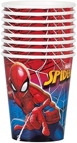 Уникални картонени чаши за парти с изображение на Човека-паяк - 9 грама, многоцветни, 8 бр.