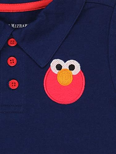 Риза с къси ръкави за деца Isaac Mizrahi Обича Sesame Street Gang Елмо Бебе С шал яка подпора (4 г., тъмно син)