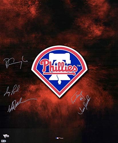 Фон Хейс, Бр Инкавигилия, Мич Уилямс и Хуан Самуел Филаделфия Филис с автограф На снимки с размери 20 x 24 в центъра на вниманието - Снимки на MLB с автограф