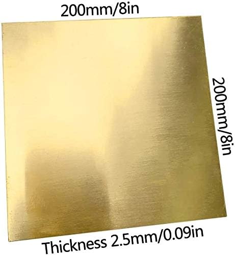 YUESFZ Латунная Плоча на Месинг Лист 300x300 mm Дебелина 2,5 мм за Ремонт на Метални Изделия DIY Чиста Медни
