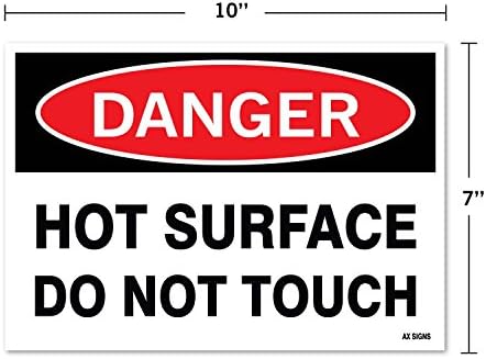 Опасност: Не докосвайте горещата повърхност, височина 7 см x ширина 10 см, черно / червено на бяло, залепващ