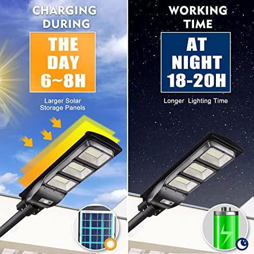 Уличното осветление в слънчева батерия Wattake 300W, Улични лампи за слънчева батерия 6000 K 4000LM на открито