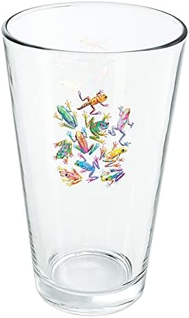 Дървесни жаби Rainforest Rainbow Sticky Fingers Пинтовый чаша е 16 унции, Закалено стъкло с принтом и е идеален