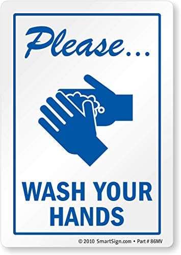 Стикер SmartSign Моля, измийте си ръцете | 3,5 x 5