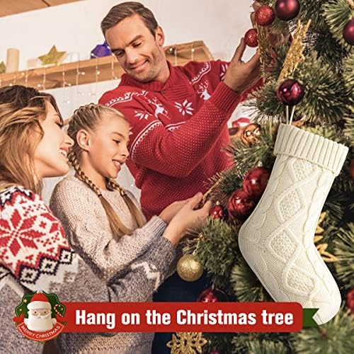 Коледни Чорапи Cotby, 6 опаковки, 18 Инча, Възли Чорапи Големи Размери, Украса за Семейна почивка (Слонова Кост)