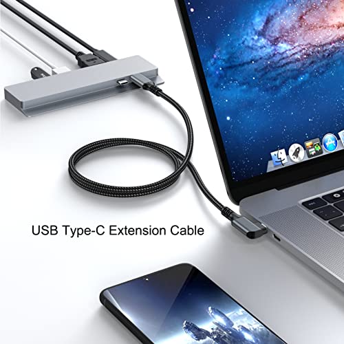 Удължител за USB C, 6 фута, 2 комплекта, удължител тип C, USB 3.1 (10 gbps), кабел за бързо зареждане под прав