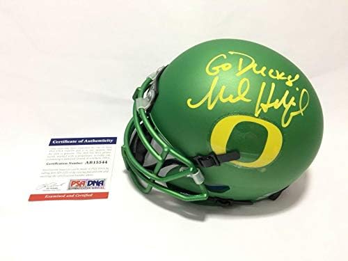 Марк Helfrich подписа мини-каска Oregon Ducks, напред, патица! PSA / DNA Coa - мини-каски колеж с автограф