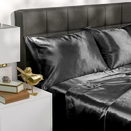 Комплект Спално бельо Baltic Linen Satin Queen Luxury Black от 4 теми