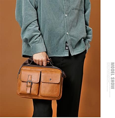 SAWQF Чанта-месинджър от изкуствена кожа, Мъжки чанти, Реколта чанта през рамо, Водоустойчив Пътна Бизнес мъжка