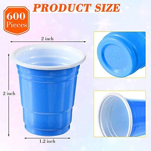 600 Опаковки Пластмасови Питиета по 2 Унции за Еднократна употреба Пластмасови Чаши за Питиета, Мини-Многоцветни
