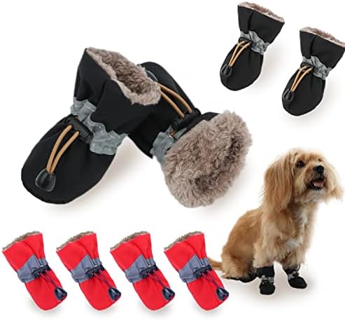 Обувки за кучета LUZGAT със защита на лапите, Зимни обувки за малки кучета с плъзгане подметка и плюшем за разходки
