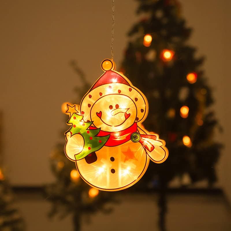 Коледна Украса PIFUDE, Коледна Стикер на прозореца, Дядо Коледа, Снежен човек, Украса на присоске, Светъл (на