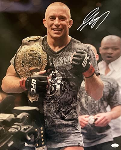 Жорж Сен Пиер с автограф и подпис на 16x20 снимка Свидетел на UFC JSA