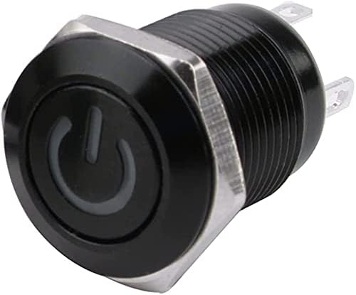TINTAG 12 мм Водоустойчив Окисленный Черен Метален Бутон Превключвател с Led Лампа за Моментно Определяне на