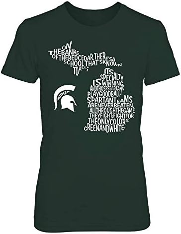 Тениска с надпис Спартанците щата Мичиган - Бойна песен На картата на щата - If-Ic78-Ds75