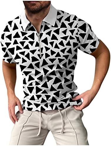 Мъжки ризи, Летен Мъжки Голф с Дигитален Печат, Мъжки Ежедневни Топ с цип с Къс ръкав за голф