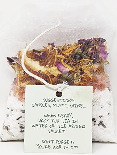 Чай за вана Натурални и Органични цветя със Сол за вана - Билкова напитка ръчен труд за релаксация и облекчаване