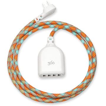 360 Electrical Habitat 4.8, USB удължителен кабел с дължина от 6 фута, 4 порта, Здрав Сплетен Обвивка, Маковые