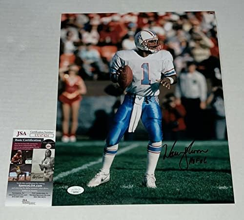 Уорън Мун подписа снимка Хюстън Ойлърс 11x14 с надпис HOF с автограф 3 JSA - Снимки NFL с автограф