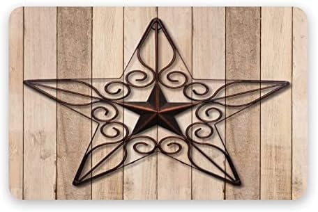 Кал Мат Ретро Непринуден Шик Стил Западен Тексас Звезда Дървен Модел на Вътрешния Подложка За Антре Врата на