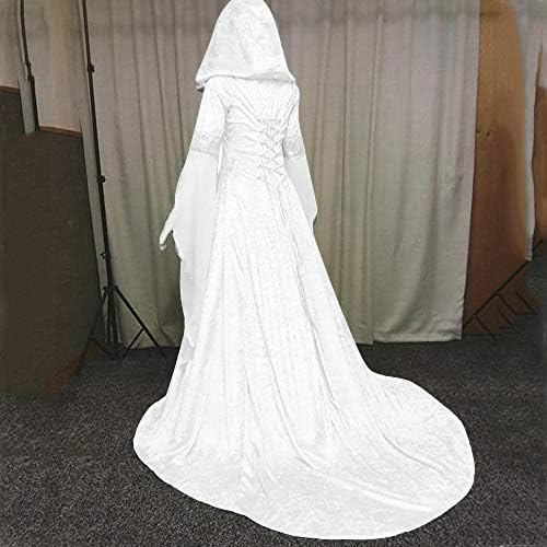 Жена готическа рокля вещици YSLMNOR, средновековна корсетное рокля от епохата на Възраждането с качулка, викторианска