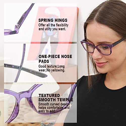 Очила за четене FONHCOO за жените, 3 опаковки очила за четене Cateye, очила с синя светлина за жените и мъжете