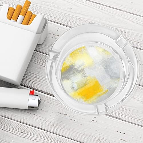 Сиво И Жълто Абстрактна Художествена Живопис Цигари Стъклени Пепелници През Цялата Титуляр За Пушачи Пепелник