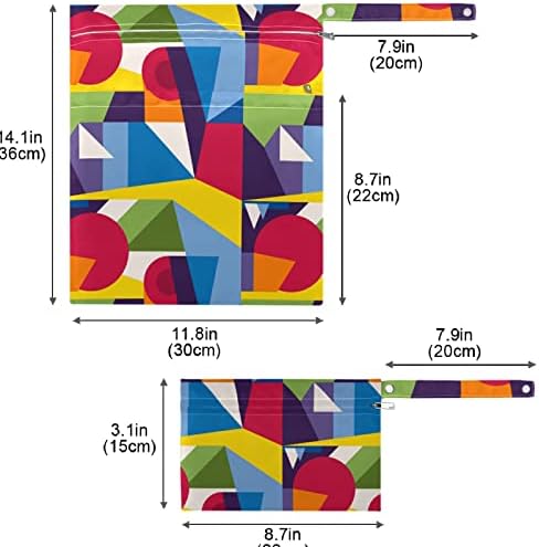 ZZXXB Абстрактна Геометрия Цветна Водоустойчива Влажна Чанта за многократна употреба Текстилен Влажна Пелена