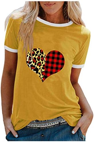 Женска тениска Neartime, Ежедневни Блузи с кръгло деколте и къс ръкав, Свободна Блуза с принтом Сърцето на Любовта